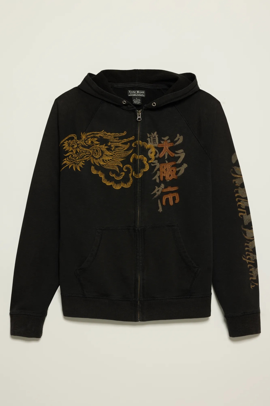 Lucky Brand Men's Vintage Y2K Full Zip Hoodie — BLACK WASH — image 1