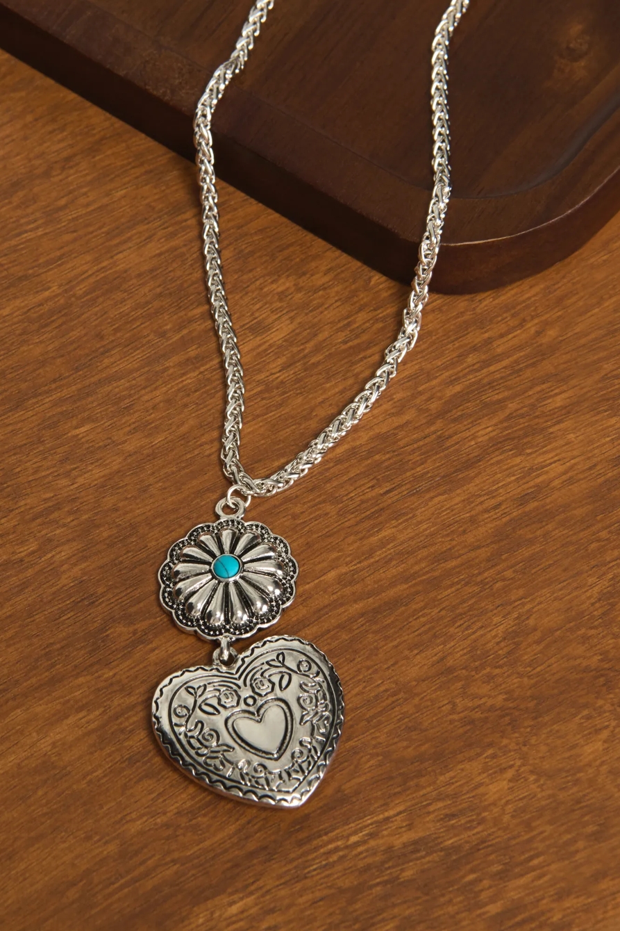 Turquoise Heart Pendant — SILVER — image 2