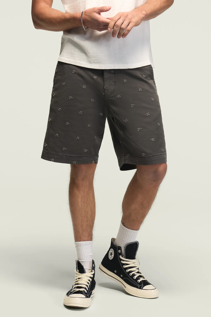 9" STRETCH TWILL FLAT FRONT SHORT — BLACK MULTI — image 1