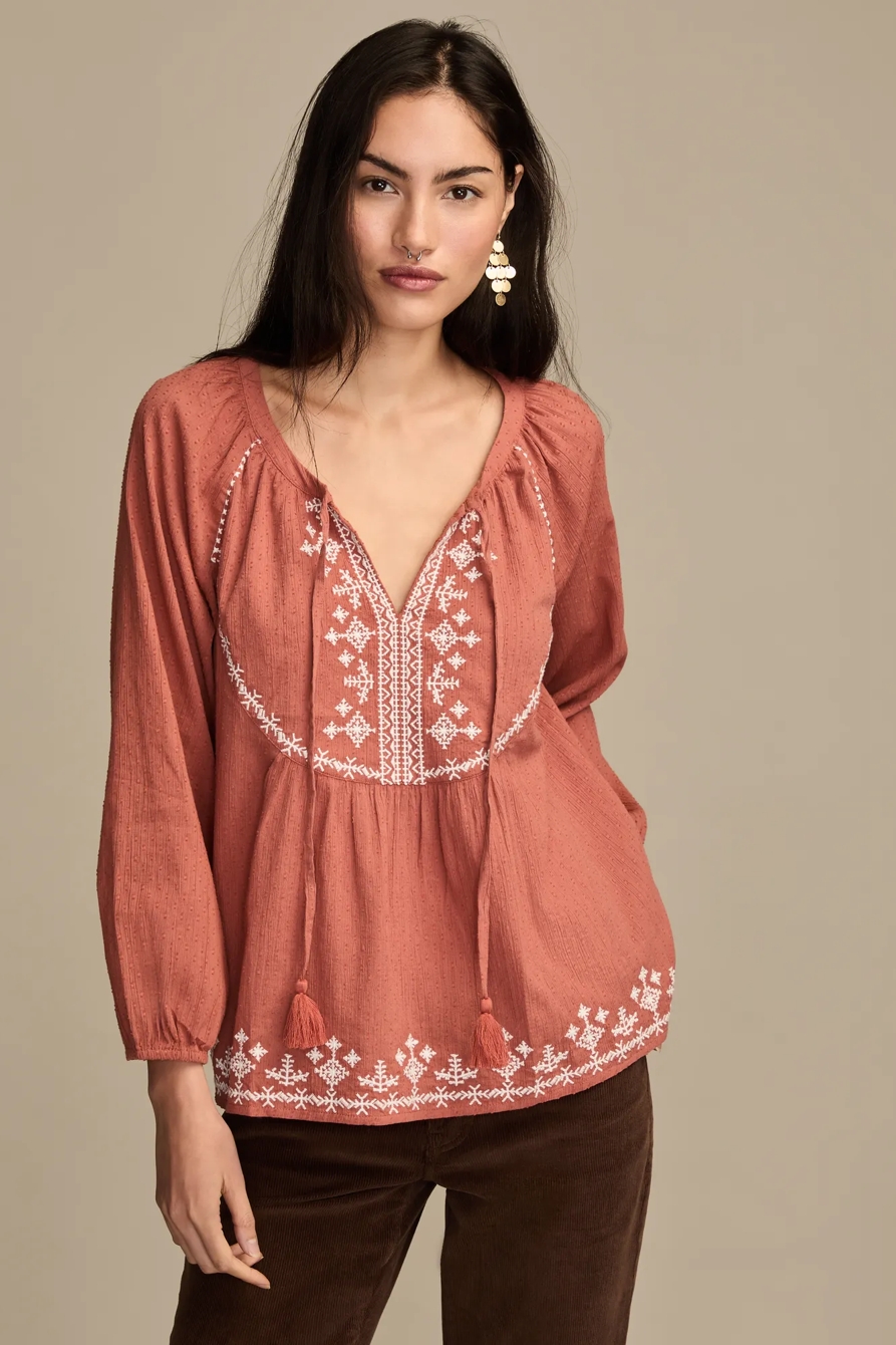 EASY EMBROIDERED PEASANT TOP — REDWOOD BURL — image 5