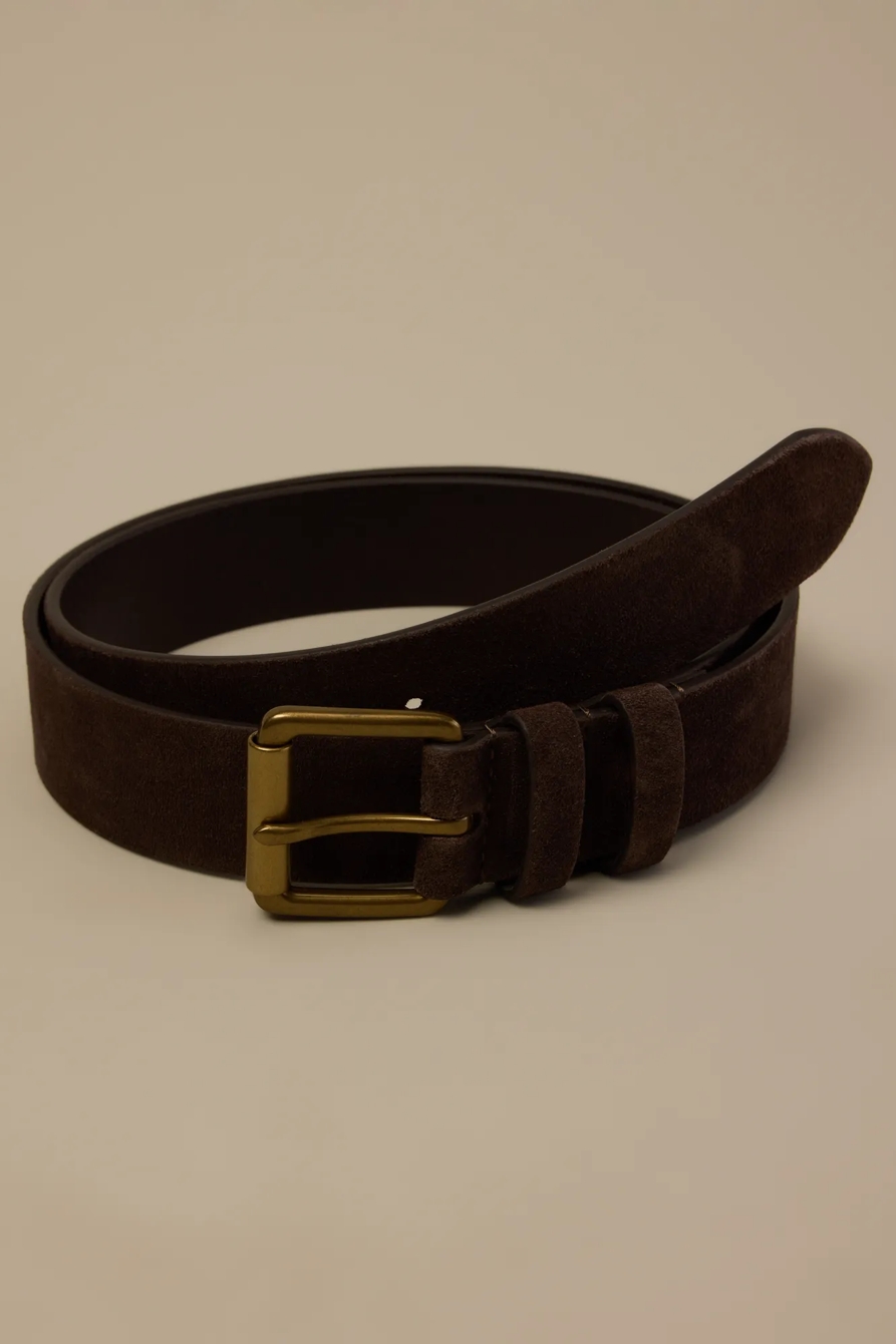 Double Keeper Suede Belt — BROWN — image 1