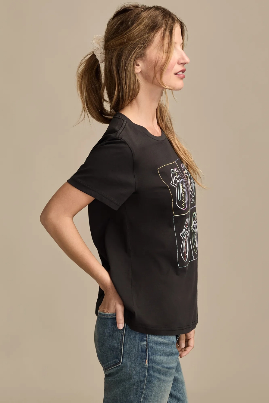 MULTI COLOR ROLLING STONES LIP CLASSIC CREW — JET BLACK — image 4