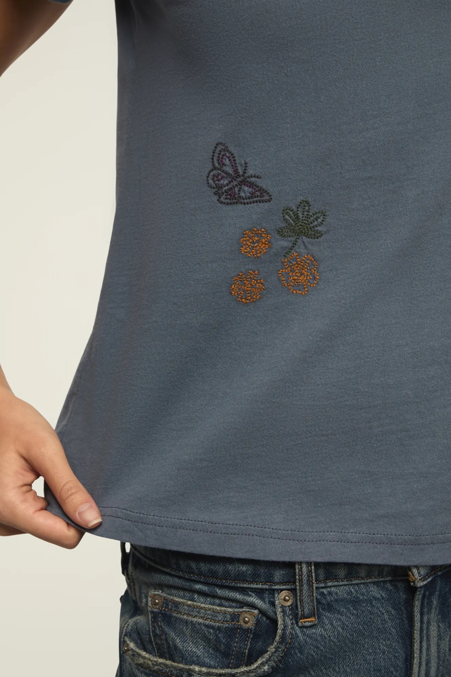FLORAL BUTTERFLY ALL OVER CLASSIC CREW — #1479 FLINT STONE — image 5