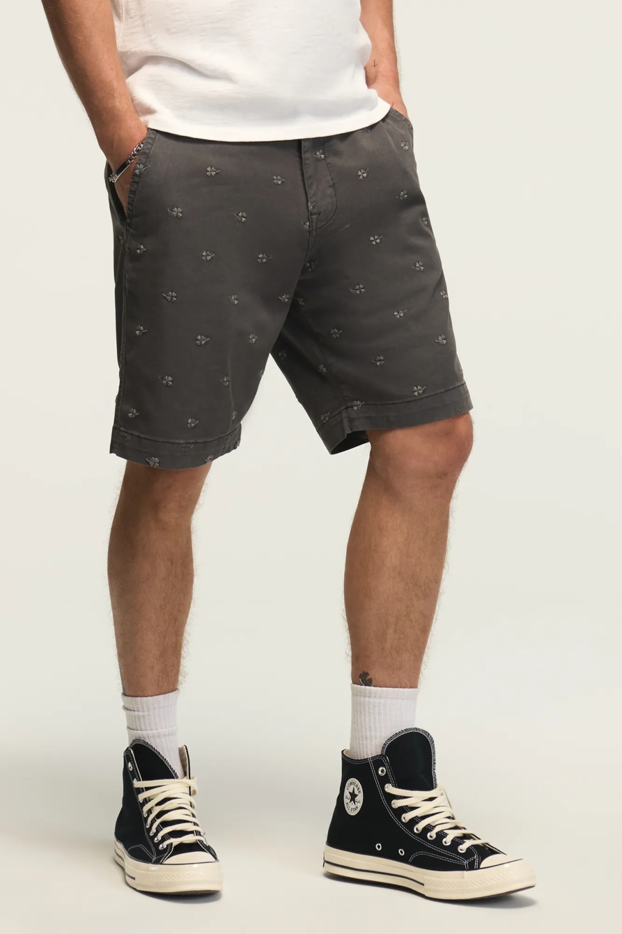 9" STRETCH TWILL FLAT FRONT SHORT — BLACK MULTI — image 5