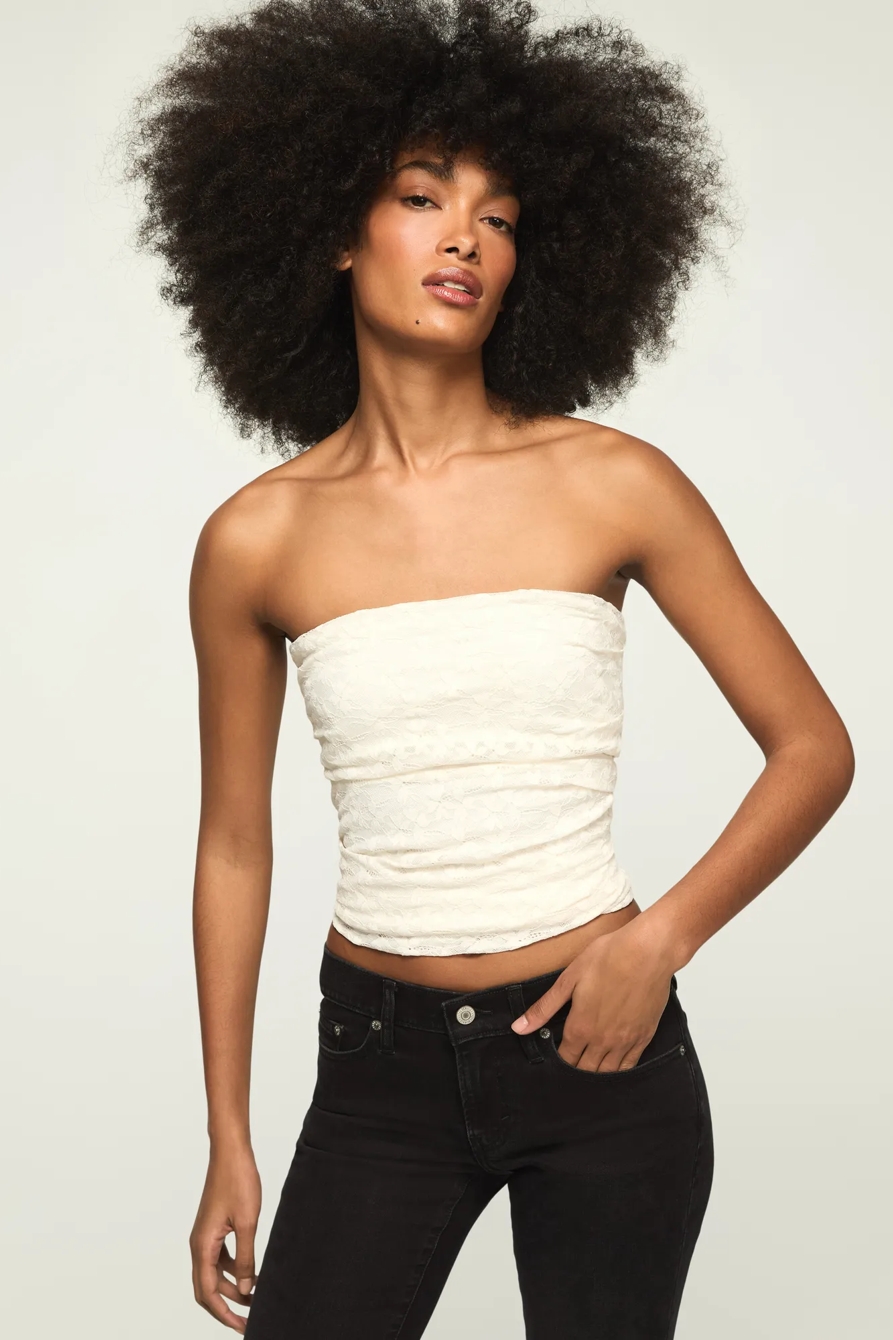 FESTIVAL LACE TUBE TOP — TOFU — image 1