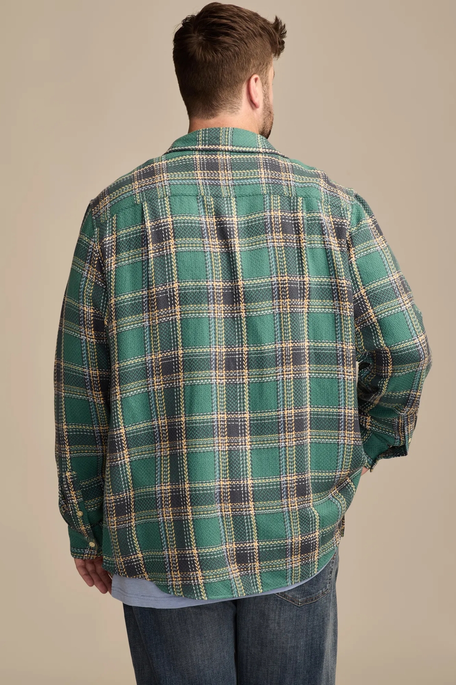 BIG & TALL HERRINGBONE HUMBOLDT UTILITY SHIRT — GREEN PLAID — image 3