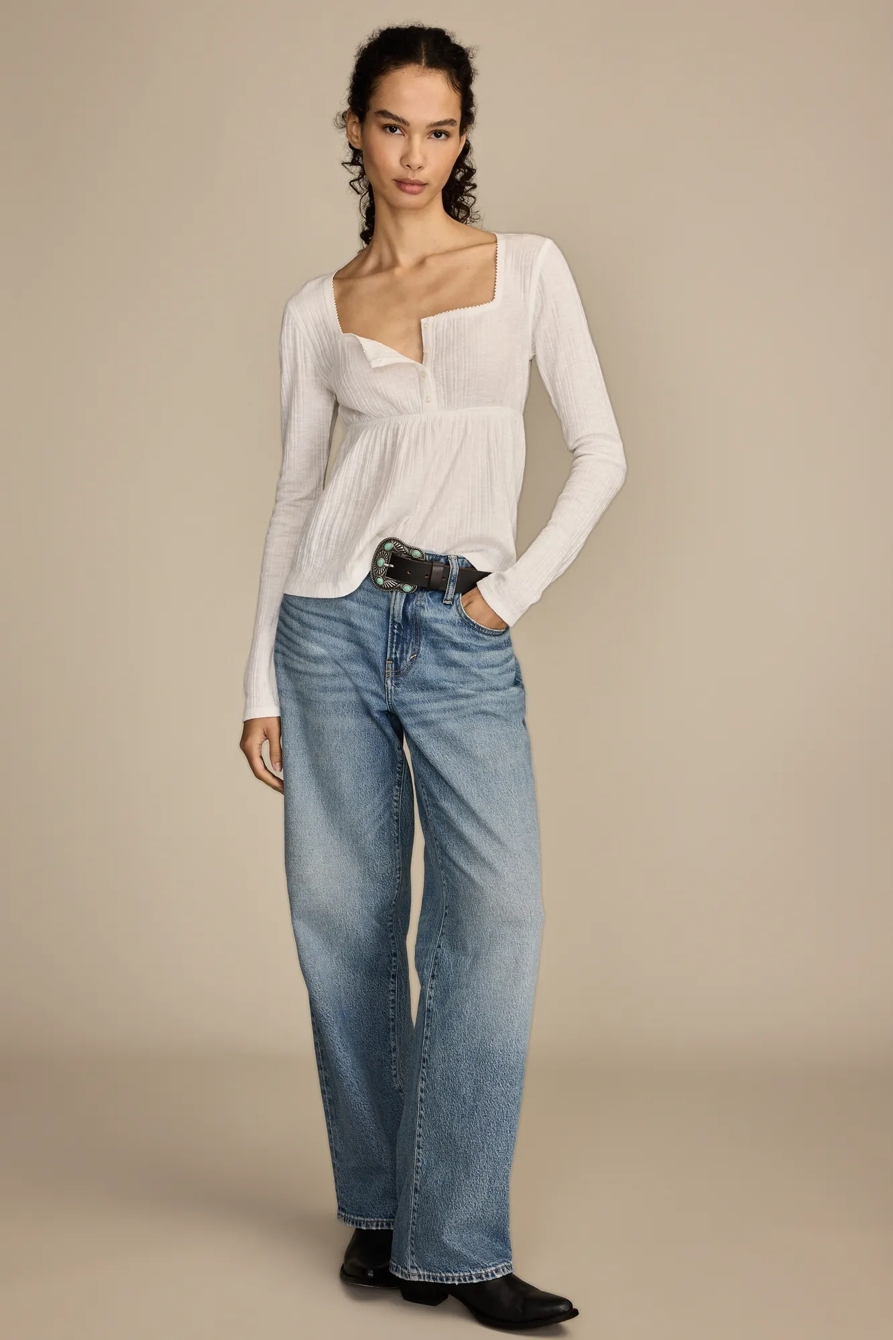 BABYDOLL HENLEY — BRIGHT WHITE — image 5