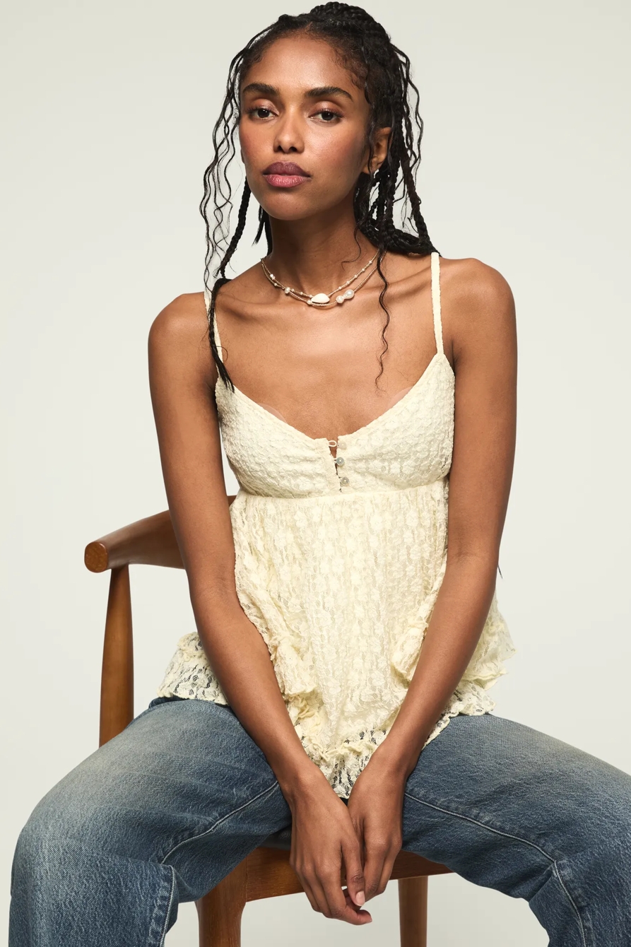 RUFFLE BABY DOLL CAMI — LEMON ICING — image 5