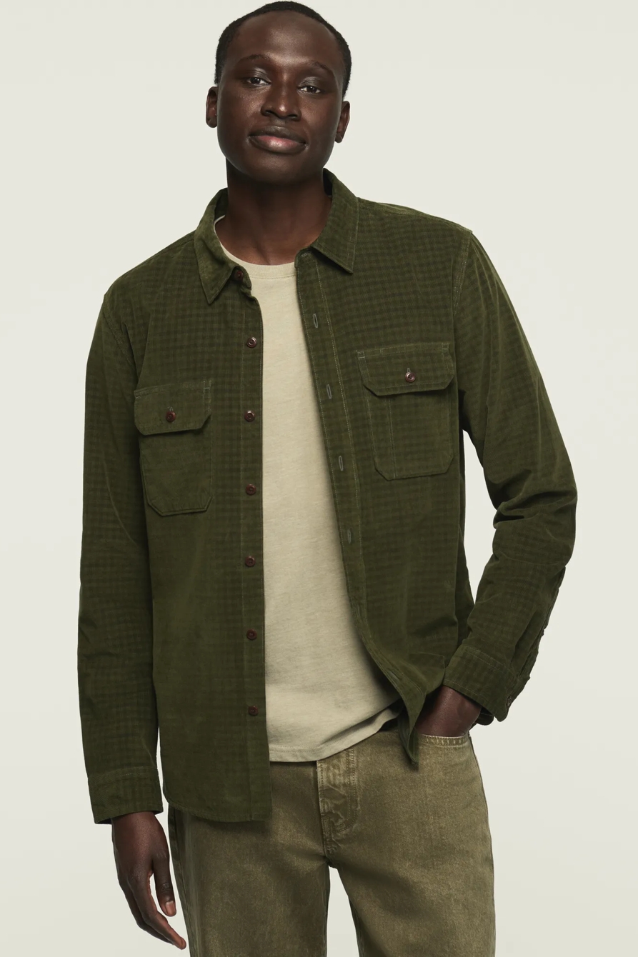 PLAID CORDUROY LONG SLEEVE WORKSHIRT — GREEN PLAID — image 2