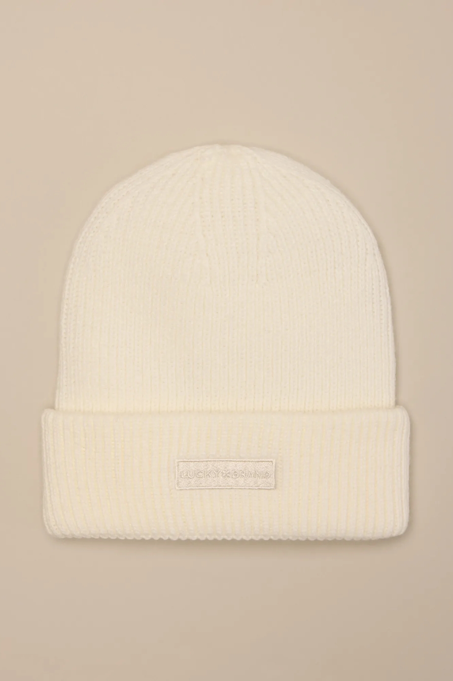SOLID KNIT BEANIE — OPEN WHITE/NATURAL — image 1