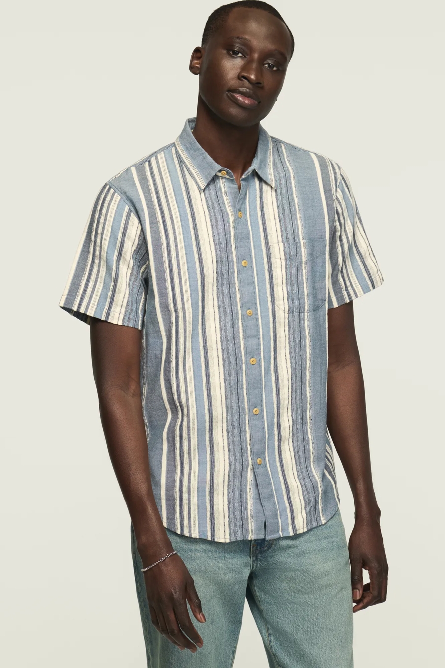 SHORT SLEEVE ONE POCKET SAN GABRIEL DOBBY — BLUE STRIPE — image 5