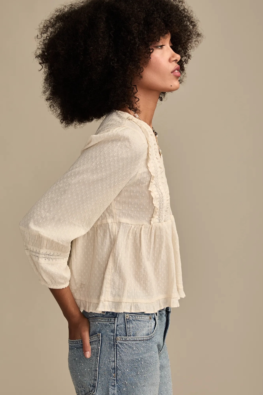 LONG SLEEVE PEPLUM TOP — CREAM — image 4