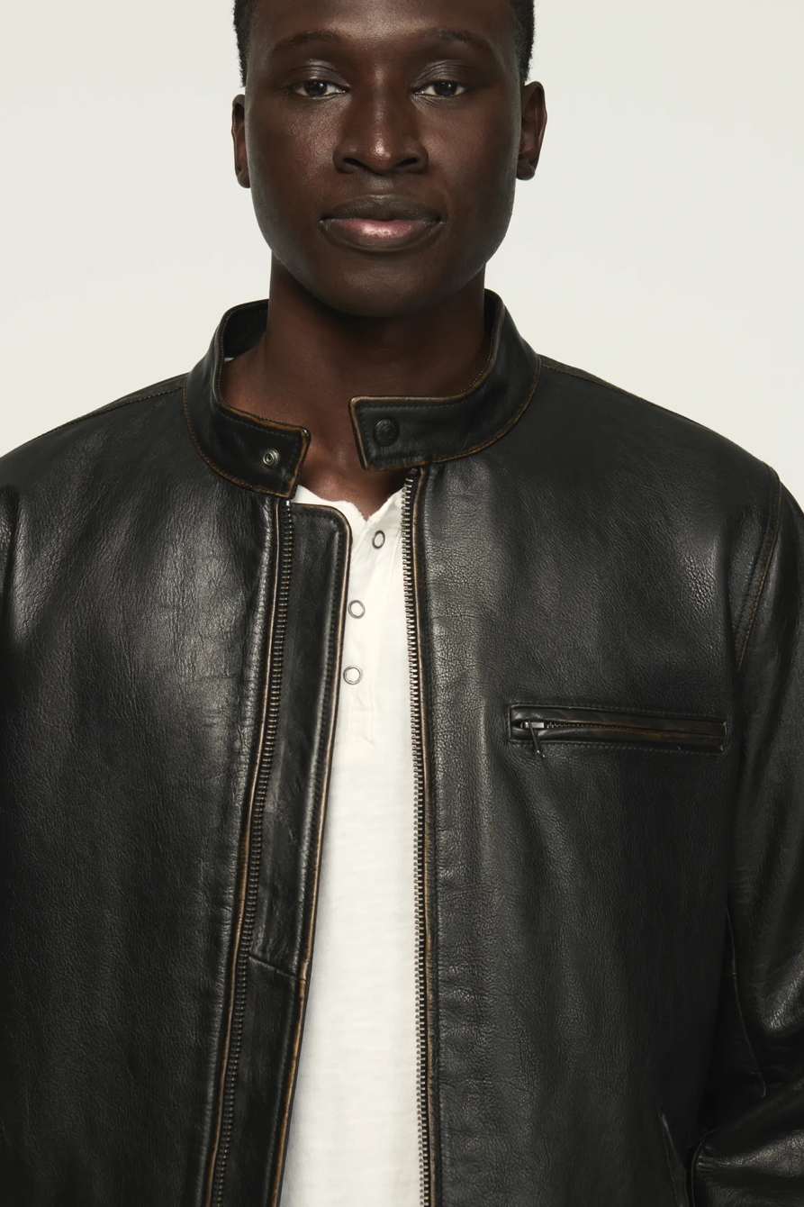 BONNEVILLE LEATHER JACKET — BLACK — image 2