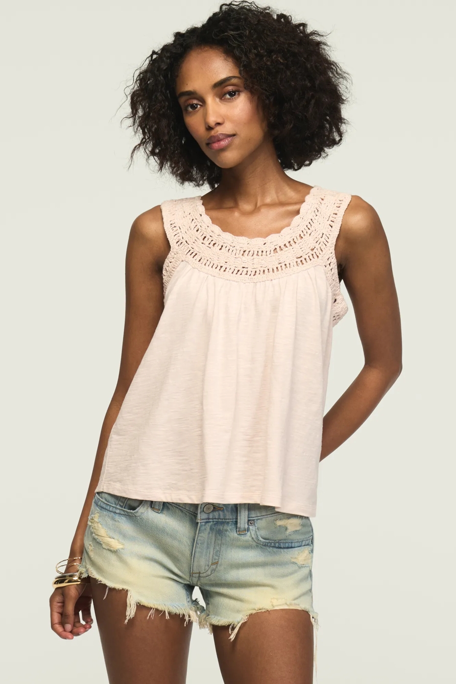 CROCHET TRIM SWING TANK — SILVER PEONY — image 2