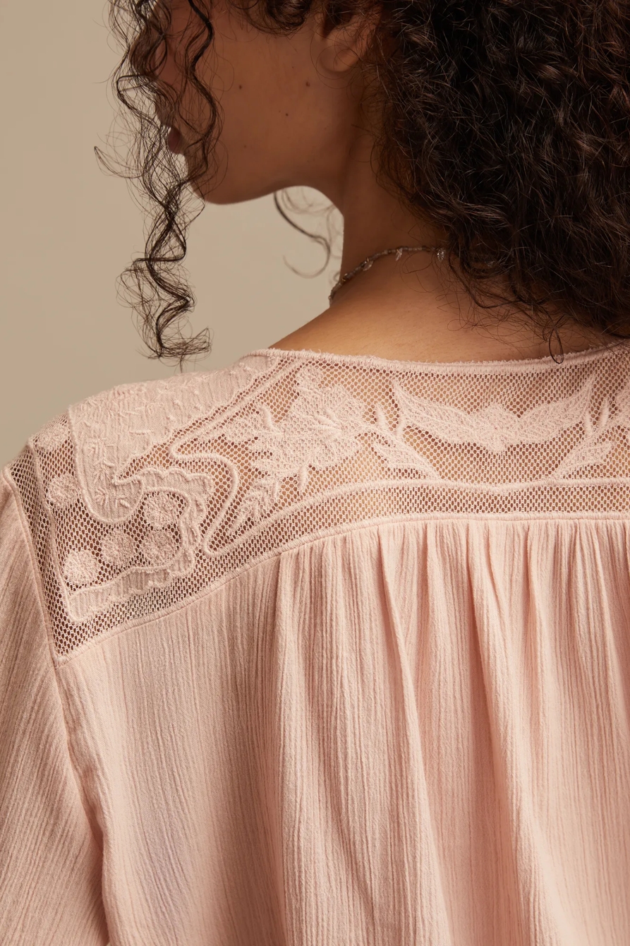 LONG SLEEVE PINTUCK BUBBLE TOP — SEPIA ROSE — image 4
