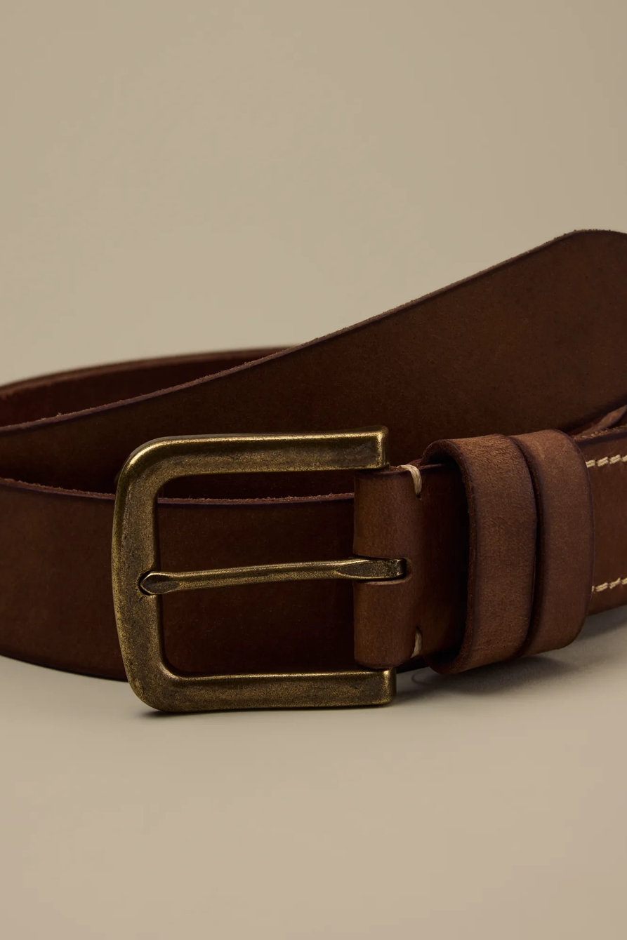STITCHED LEATHER BELT — TAN — image 3