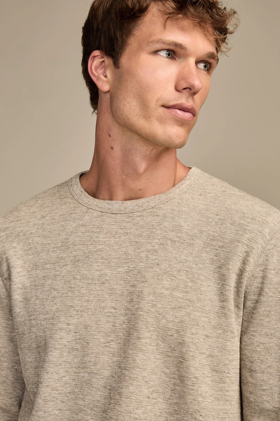 TEXTURED KNIT CREW PULLOVER — OATMEAL — image 5