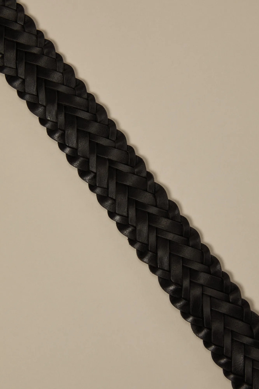 WOVEN LEATHER BELT — BLACK — image 2