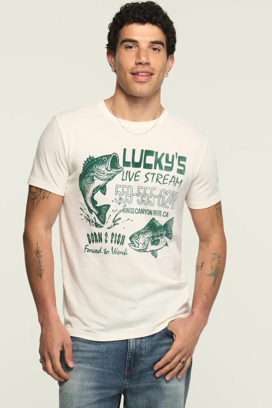LUCKYS LIVE STREAM FISH TEE — VAPOROUS GRAY — image 1