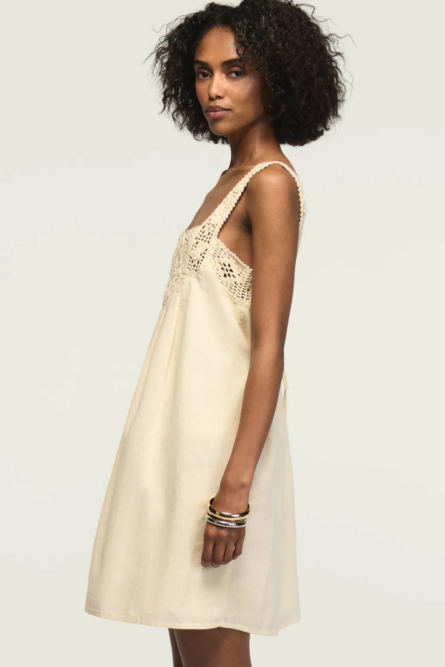 CROCHET SHIFT MINI DRESS — CREAM — image 4