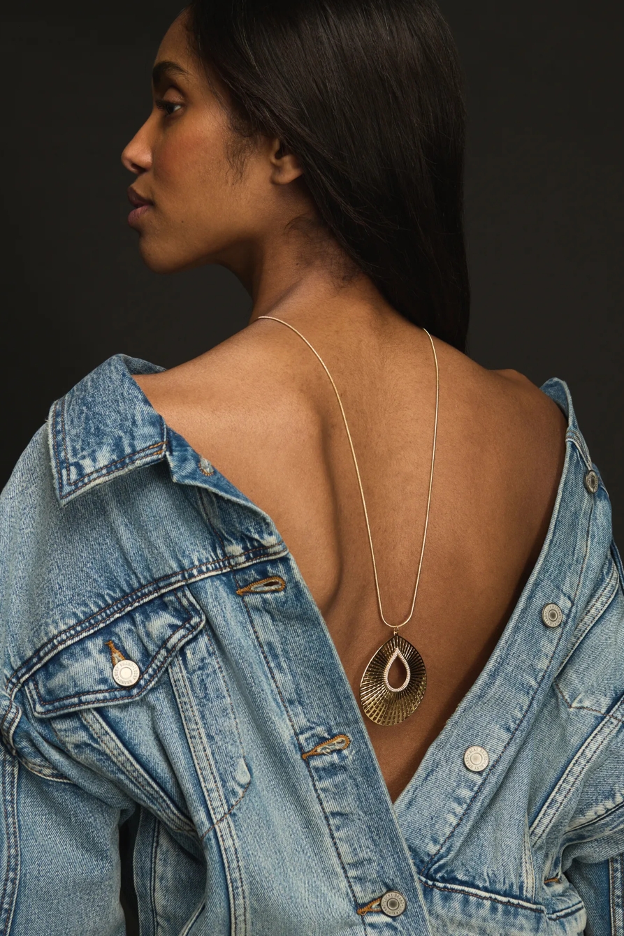 Teardrop Pendant Necklace — GOLD — image 2