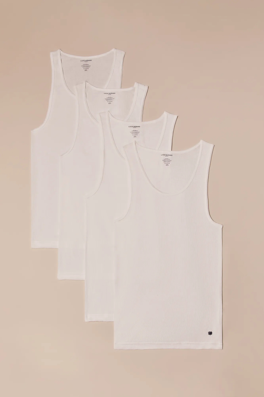 4 PACK A-SHIRT TANK TOPS — WHITE — image 1