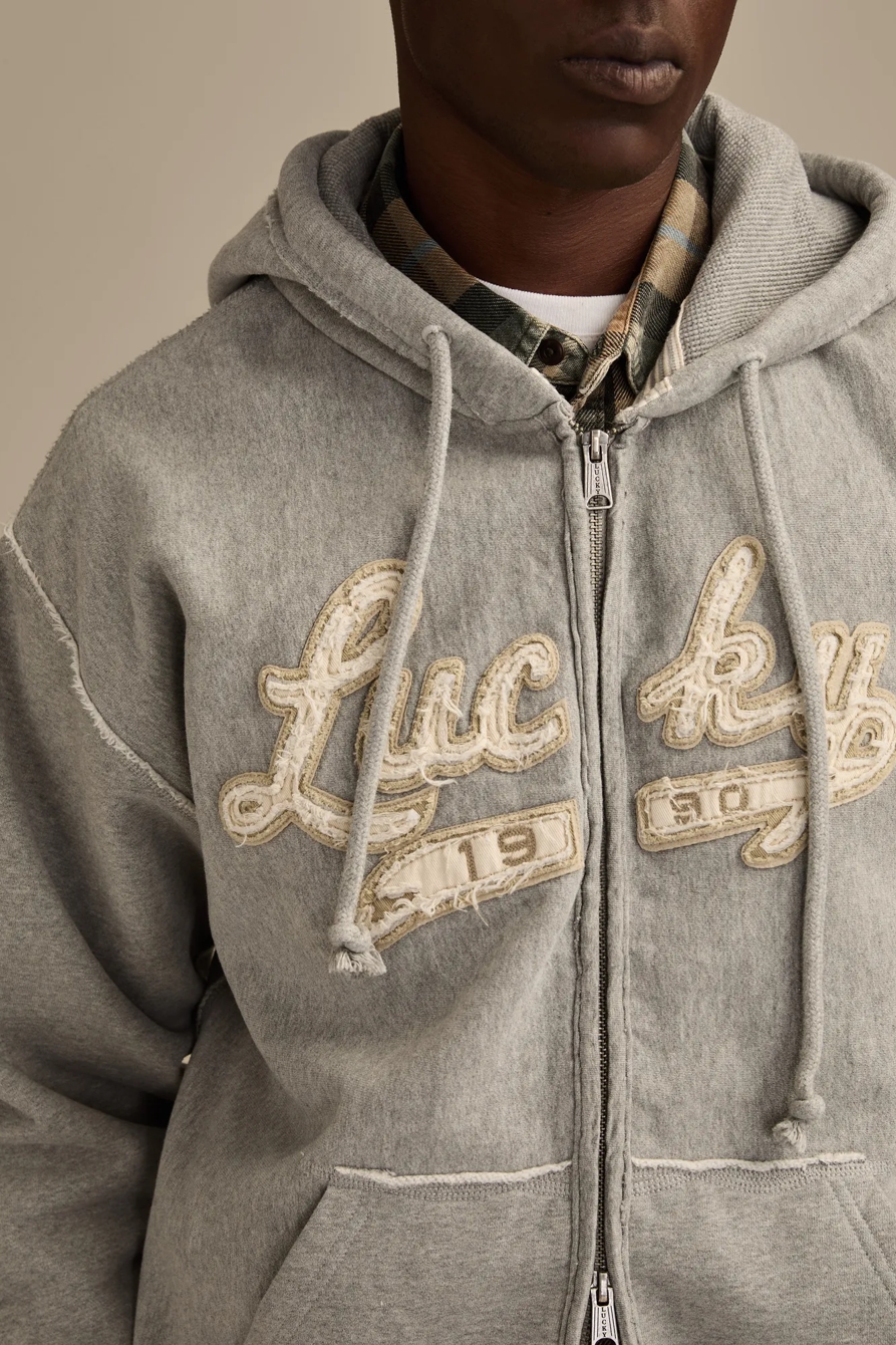 LUCKY FULL ZIP HOODIE — HEATHER GREY — image 2