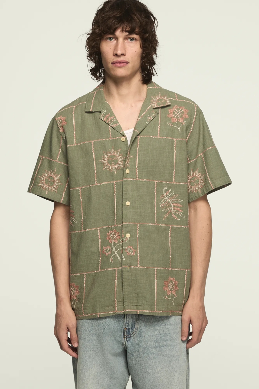 NOVELTY CAMP COLLAR SHIRT — OLIVE MULTI — image 1