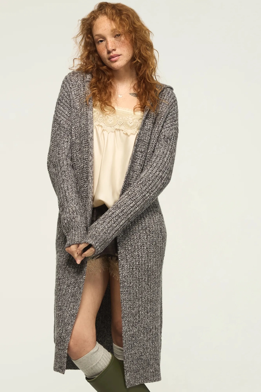MARLED HOODED DUSTER — CHARCOAL MULTI — image 2