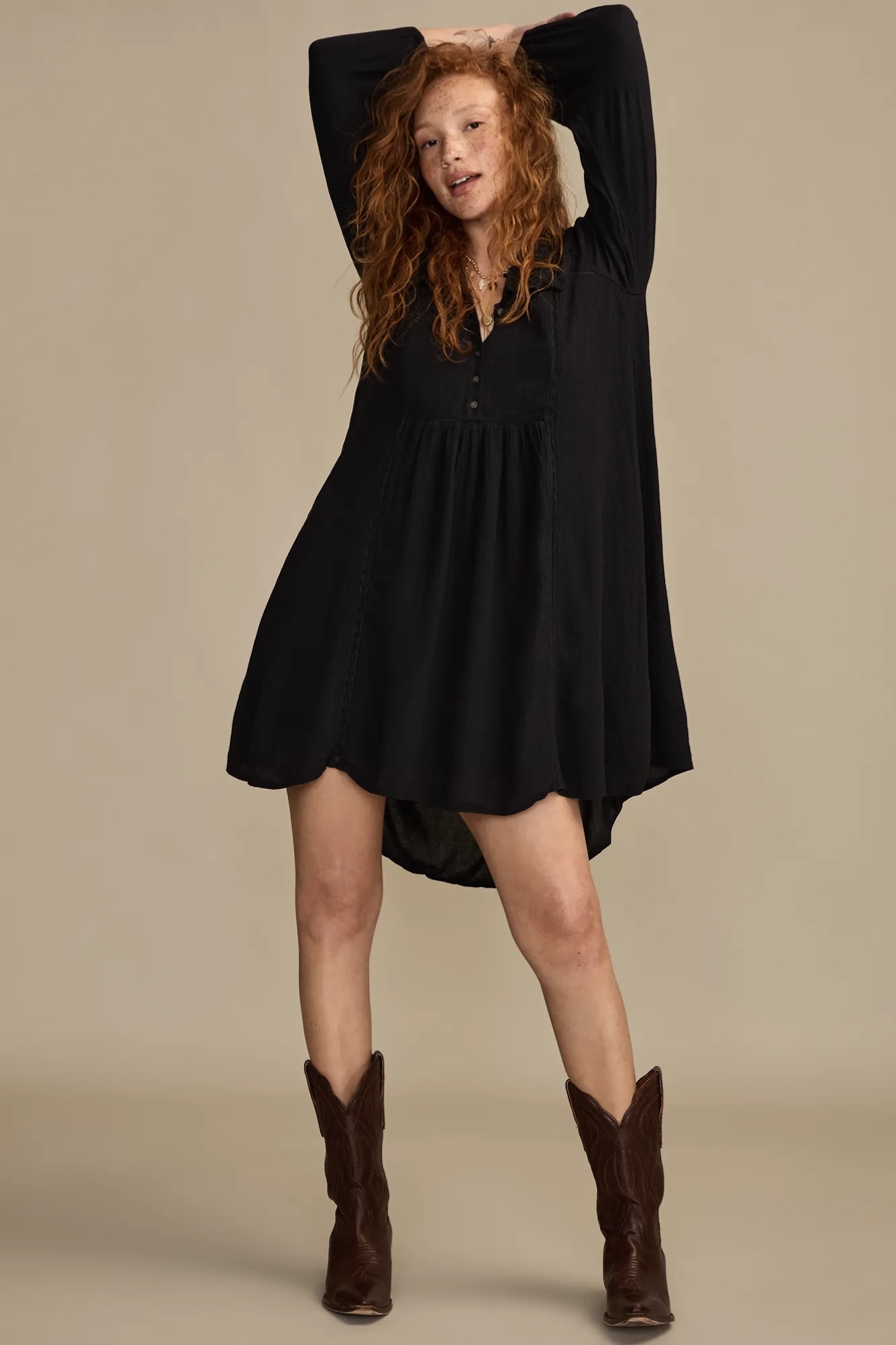 PETER PAN COLLAR MINI DRESS — CAVIAR — image 5