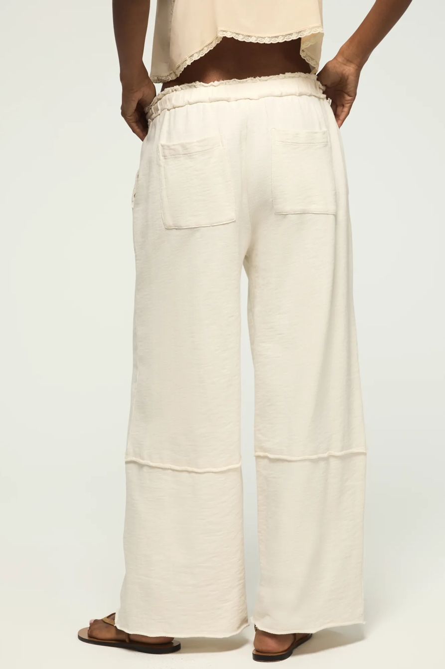 FLEECE WIDE LEG PANT — OAT MILK — image 3
