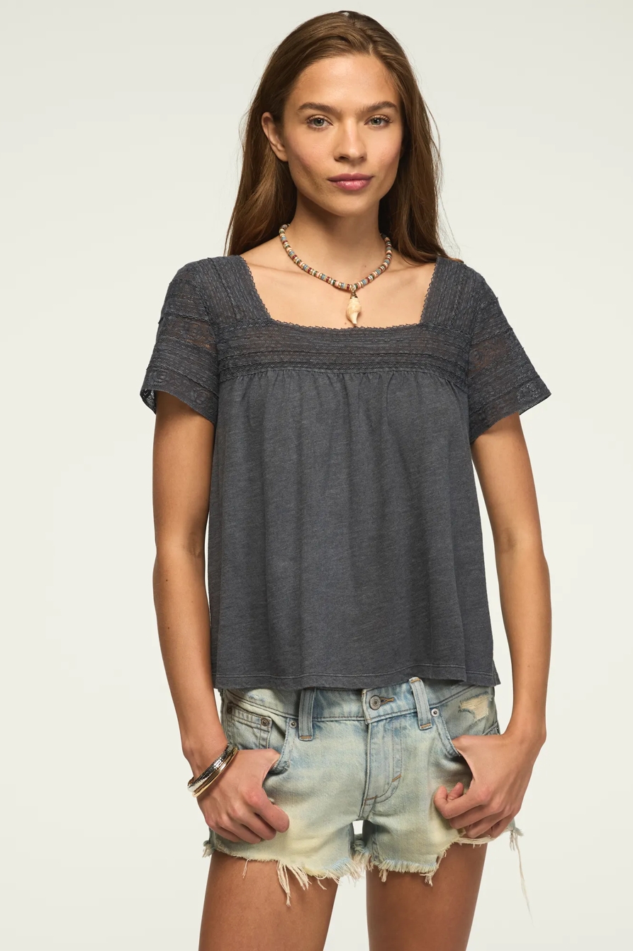 LACE TRIM SWING TOP — OMBRE BLUE — image 1