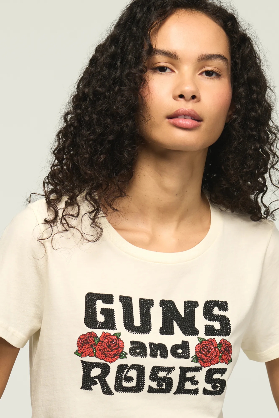 GUNS AND ROSES EMBELLISHED CLASSIC CREW — CANOLI CREAM — image 1