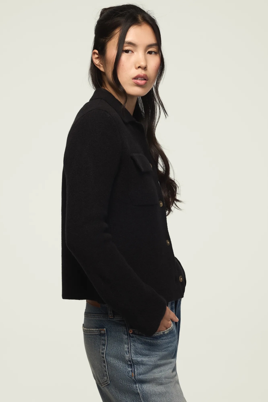 BUTTON DOWN SWEATER — DARK BLACK — image 4