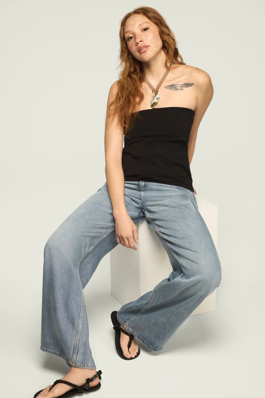 FOLDOVER KNIT TUBE TOP — JET BLACK — image 5