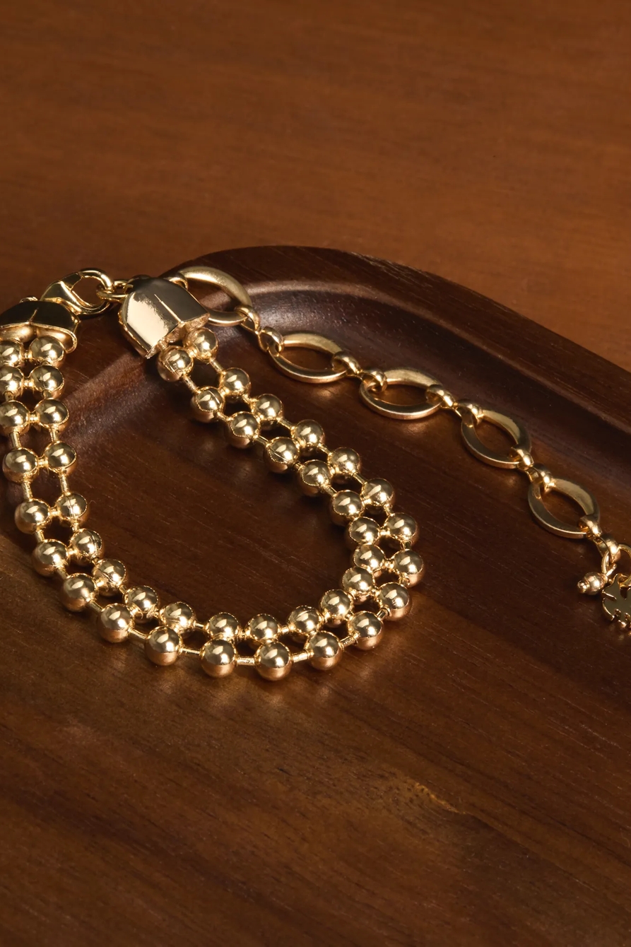 BEAD CHAIN BRACELET — GOLD — image 1