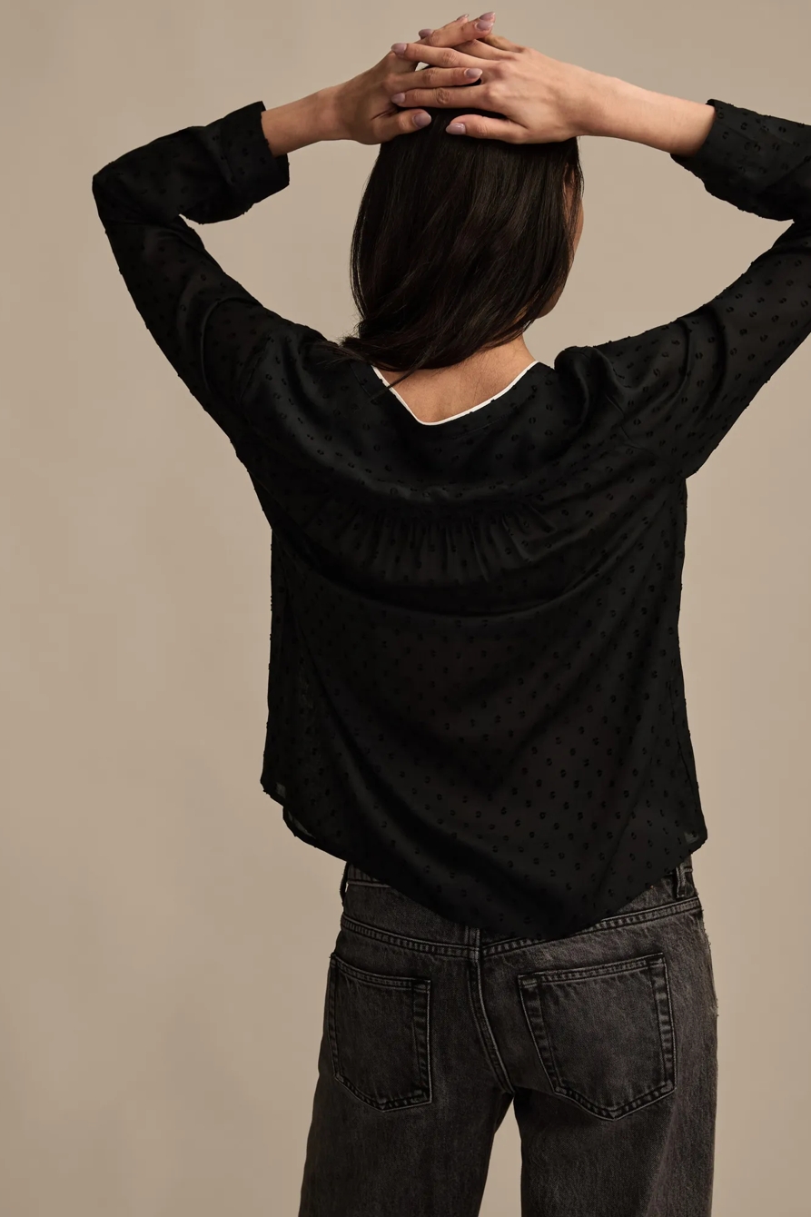 NOVELTY BUTTONDOWN TOP — CAVIAR — image 3
