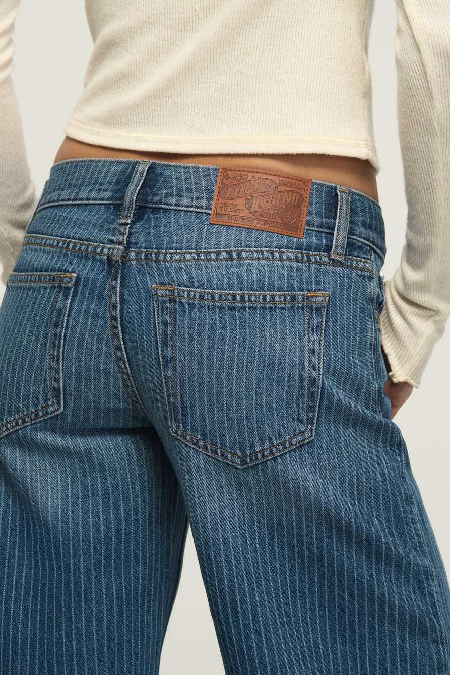 LUCKY LEGEND SUPER LOW RISE ULTRA WIDE LEG — INDIGO STRIPE WASH — image 4