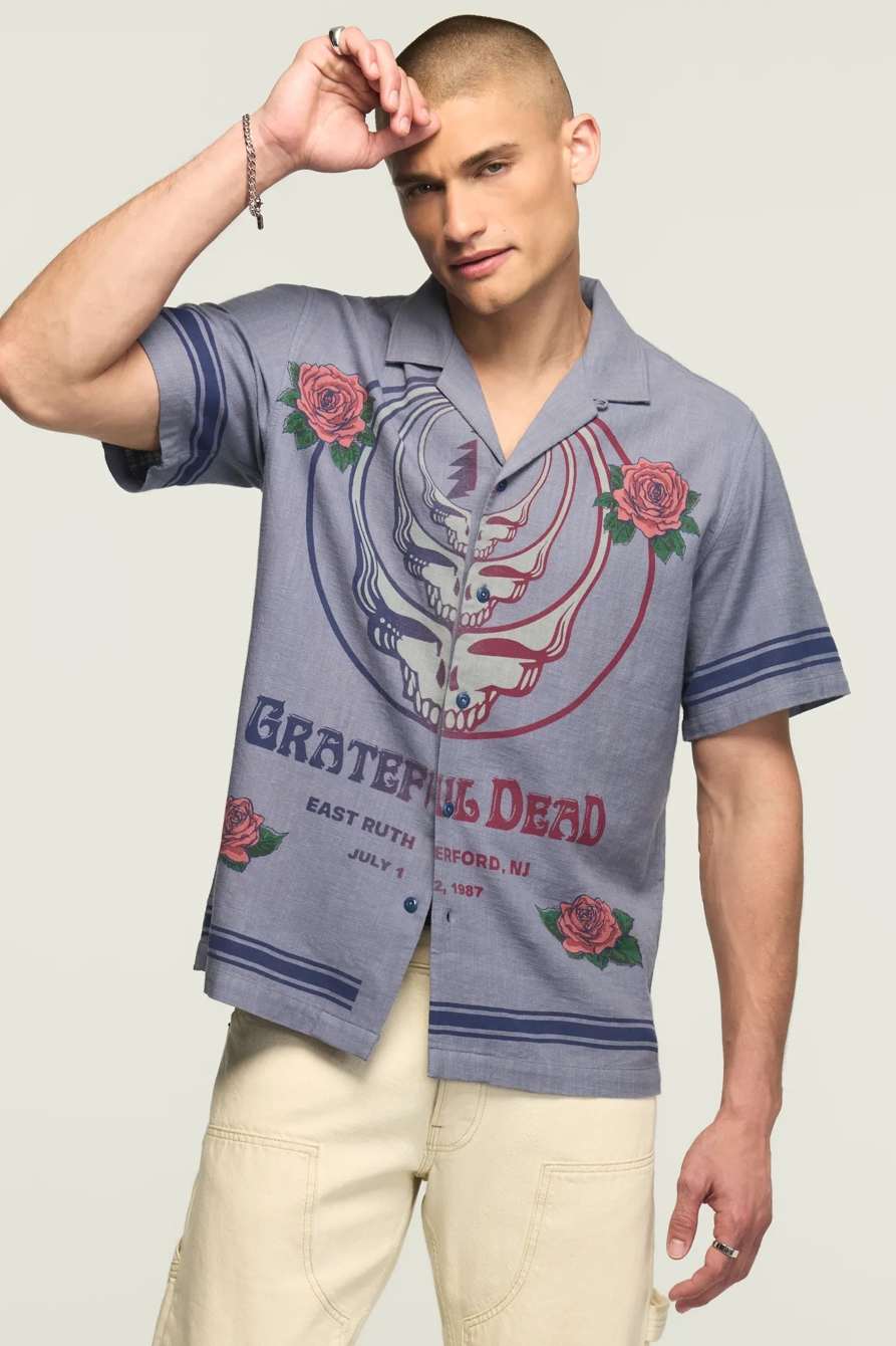 SHORT SLEEVE GRATEFUL DEAD PRINTED SHIRT — BLUE BLUSH — image 1