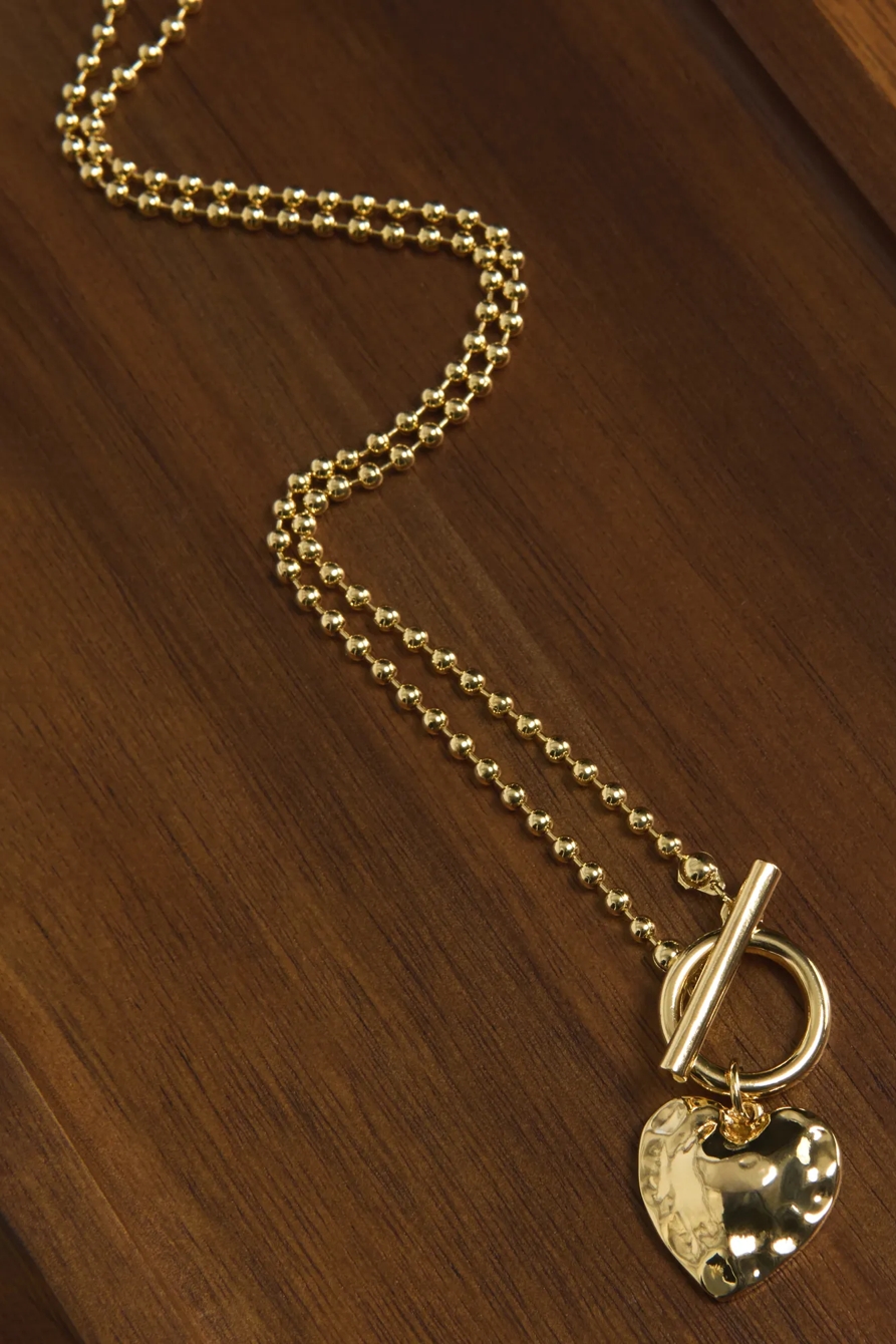 Heart T Bar Necklace — GOLD — image 2