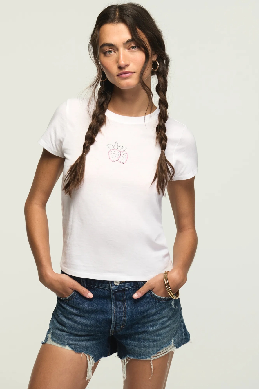 SWEET STRAWBERRIES BABY TEE — BRIGHT WHITE — image 2