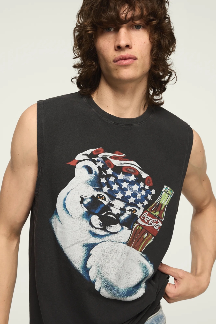 COCA-COLA POLAR BEAR SLEEVELESS TEE — JET BLACK — image 2