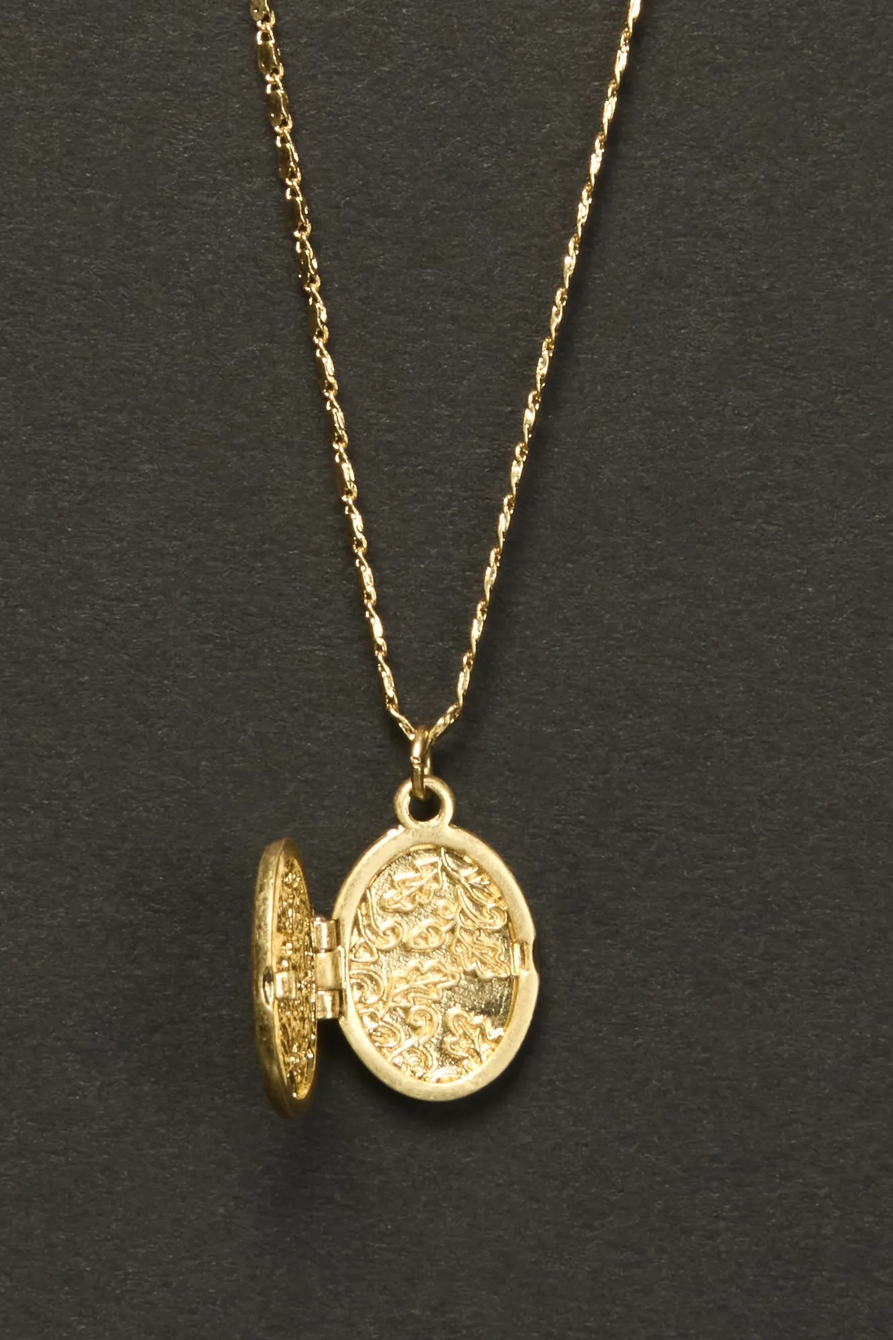 FLOWER LOCKET NECKLACE — GOLD — image 3