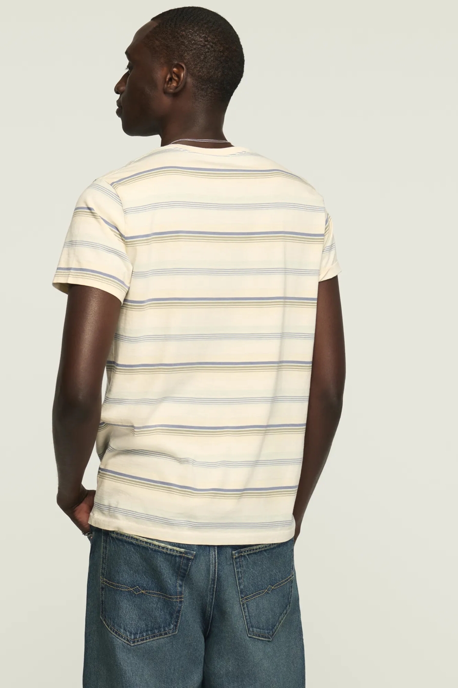 STRIPED SHORT SLEEVE SUPIMA CREW NECK TEE — GARDENIA MULTI — image 3