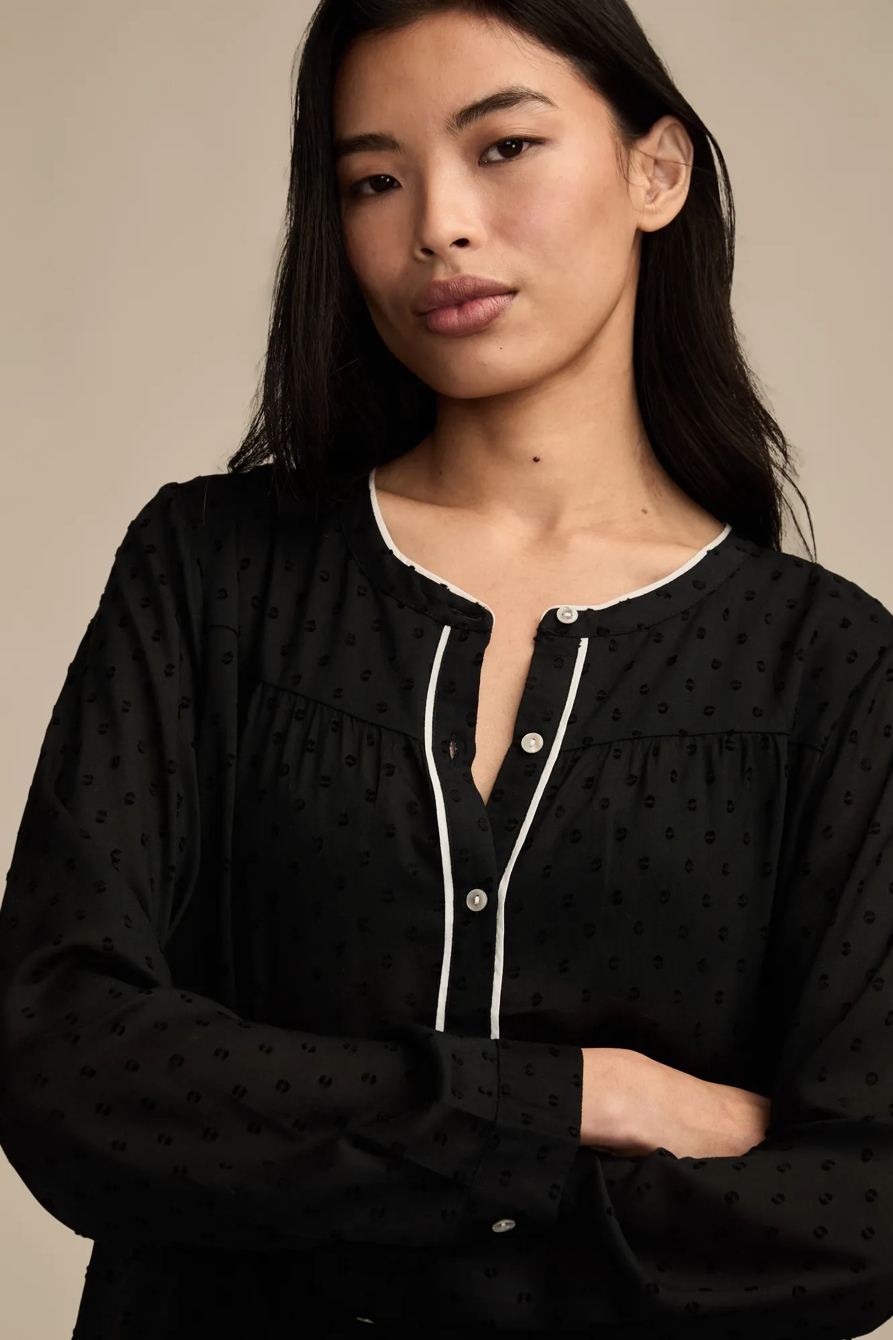 NOVELTY BUTTONDOWN TOP — CAVIAR — image 5