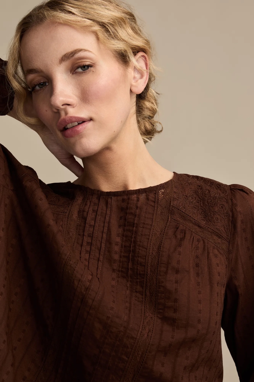 LONG SLEEVE NOVELTY FEMME TOP — FRENCH ROAST — image 5