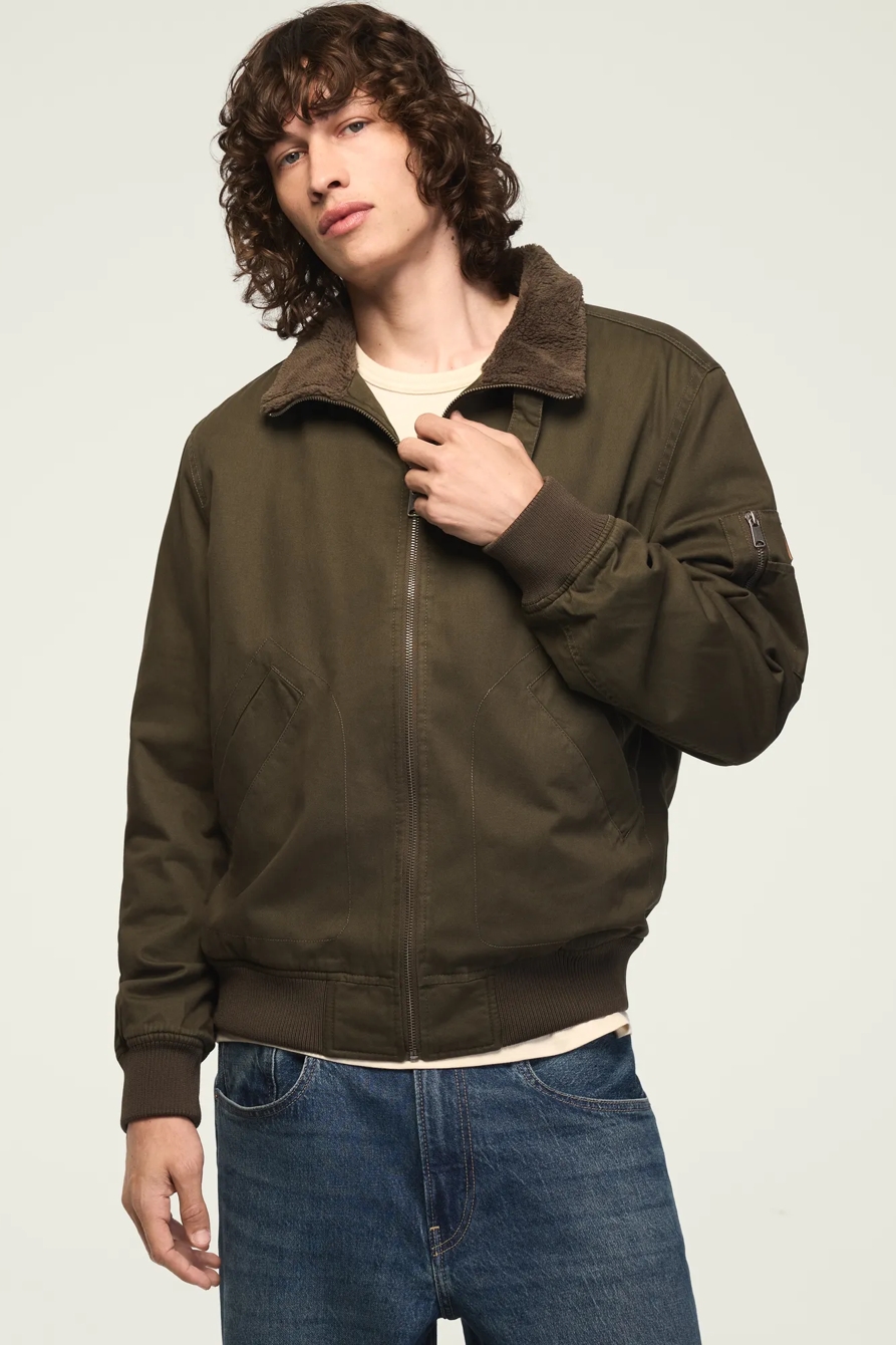 SHERPA LINED FLIGHT JACKET — OLIVE — image 1