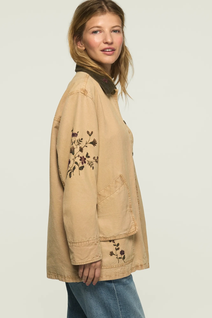 CANVAS OVERSIZED BARN JACKET — TAN — image 4