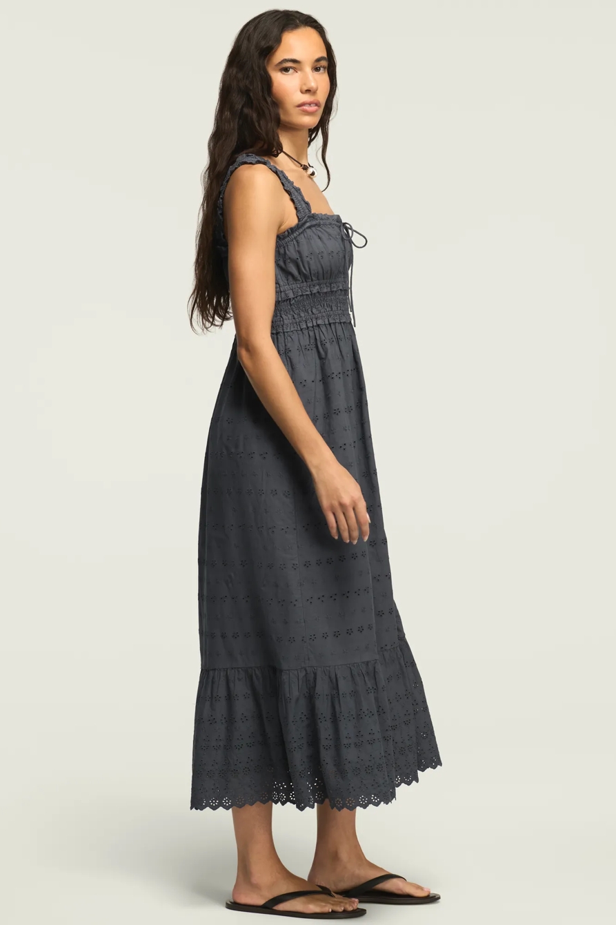 SCHIFFLEY SMOCKED WAIST MIDI DRESS — OMBRE BLUE — image 4
