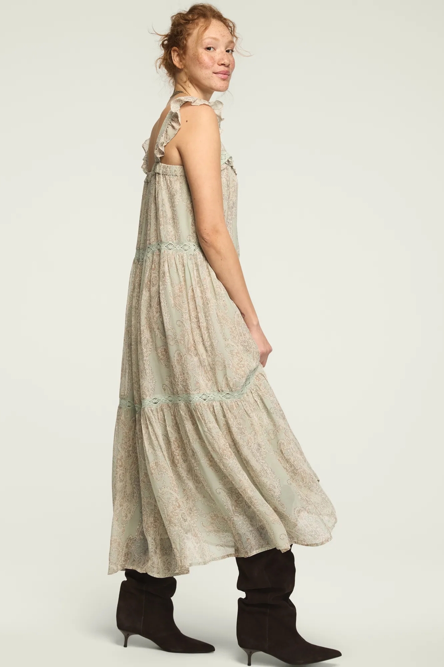 TIERED HENLEY MAXI DRESS — Blue Paisley — image 4
